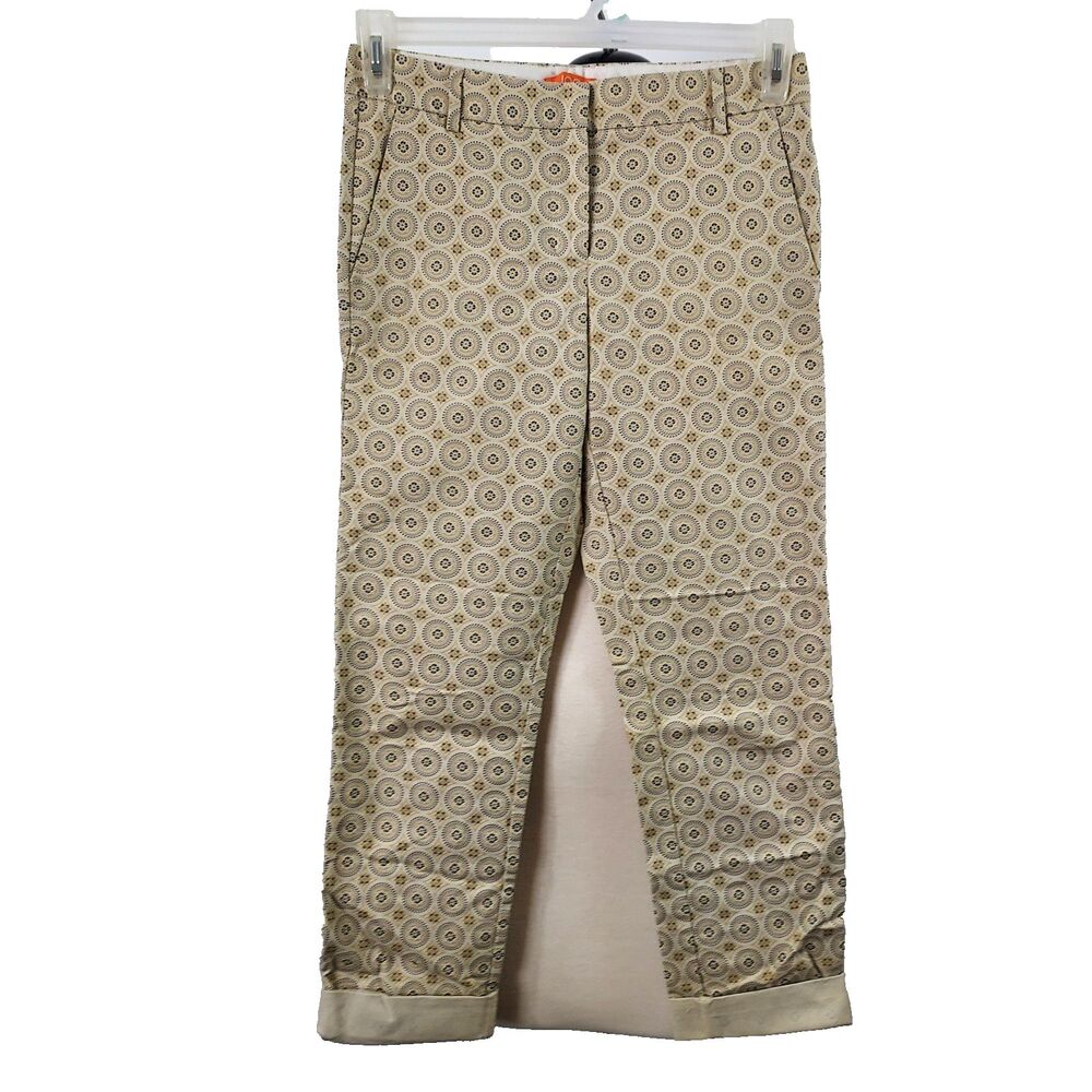 Joe Fresh Crop Capri Pants Size 0 Cuffed Stretch Beige Black Pockets NWOT